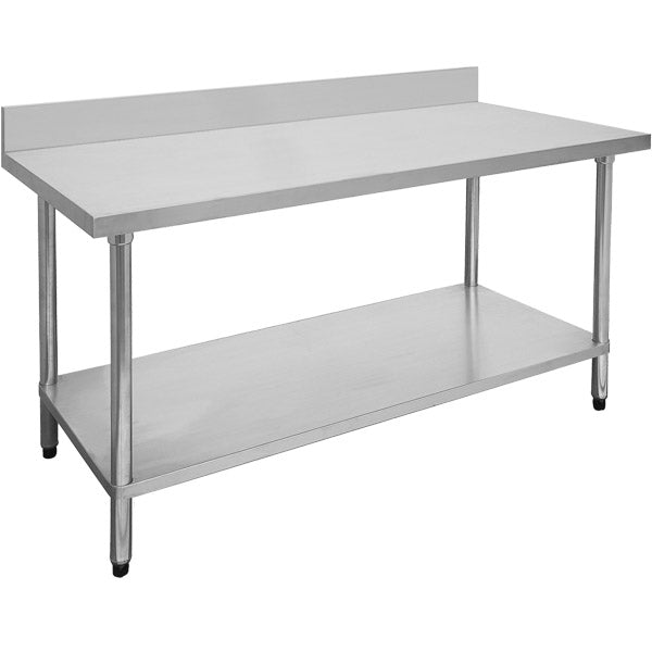 2100-7-WBB Economic 304 Grade Stainless Steel Table with splashback  2100x700x900 - 6 legs