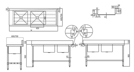 Mixrite STAINLESS STEEL DISHWASHER DOUBLE INLET SINK 1 WSS26165R