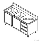 DSC-1800L-H KITCHEN TIDY CABINET WITH DOUBLE LEFT SINKS