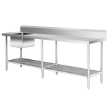 SSB6-2400L/A Single Left Sink Bench with Pot Undershelf