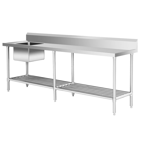 SSB6-2400L/A Single Left Sink Bench with Pot Undershelf