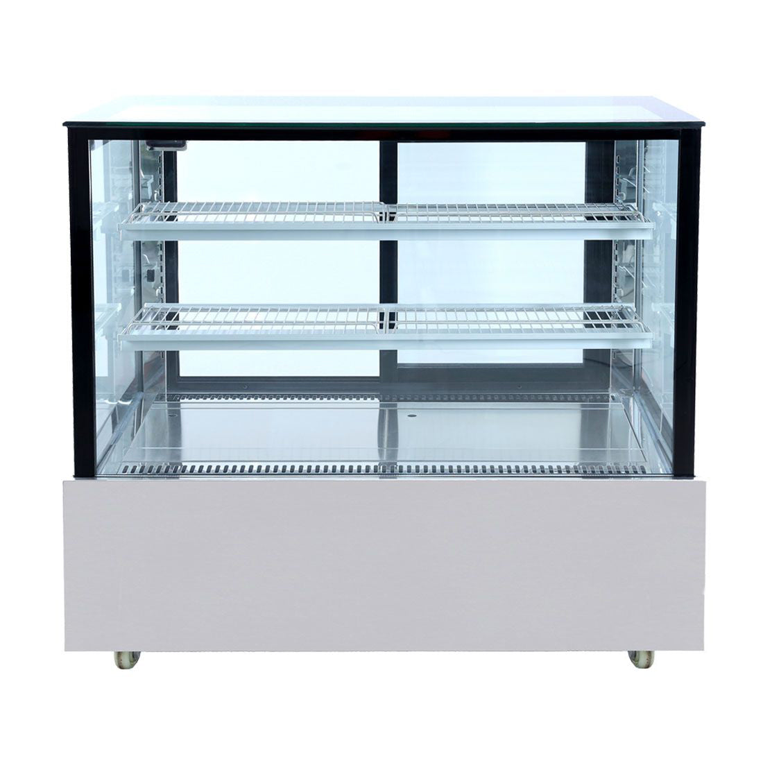 SSU120-2XB Black Trim Square Glass Cake Display 2 Shelves 1200X700X1100