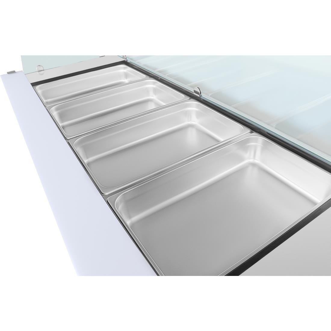 Polar U-Series GN Counter Saladette with Square Sneeze Guard - 4 Door