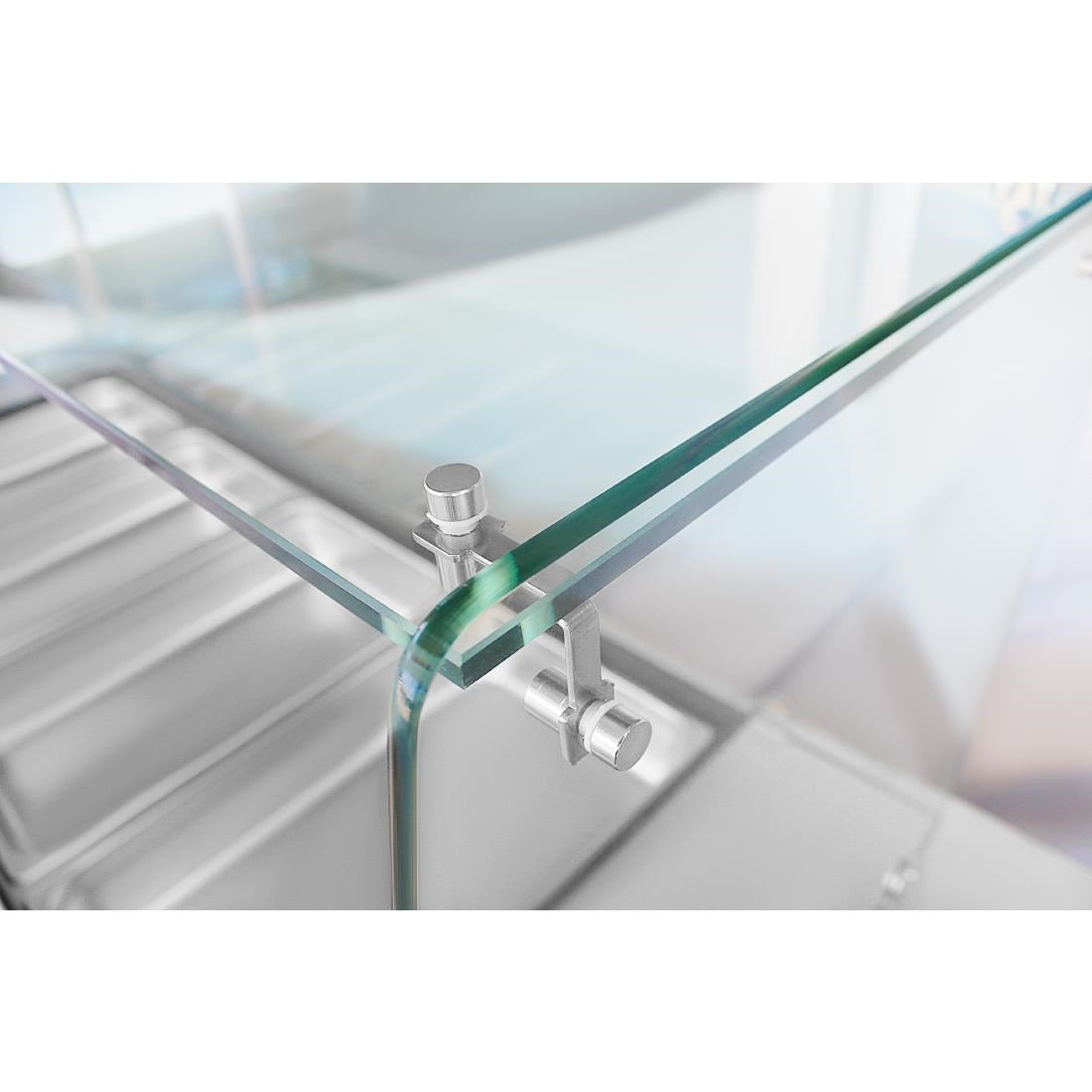 Polar U-Series GN Counter Saladette with Square Sneeze Guard - 4 Door