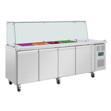 Polar U-Series GN Counter Saladette with Square Sneeze Guard - 4 Door