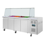 Polar U-Series GN Counter Saladette with Square Sneeze Guard - 4 Door