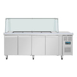 Polar U-Series GN Counter Saladette with Square Sneeze Guard - 4 Door