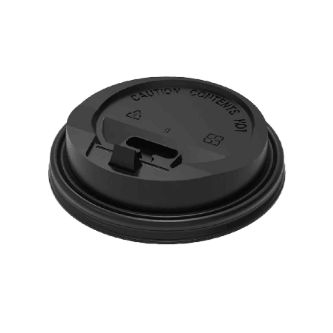 PakMax BLACK 80mm PS Plastic Coffee Cup Enclosure Lid PSEL-80BK-LID - Whisk Hospitality - PSEL-80BK-LID