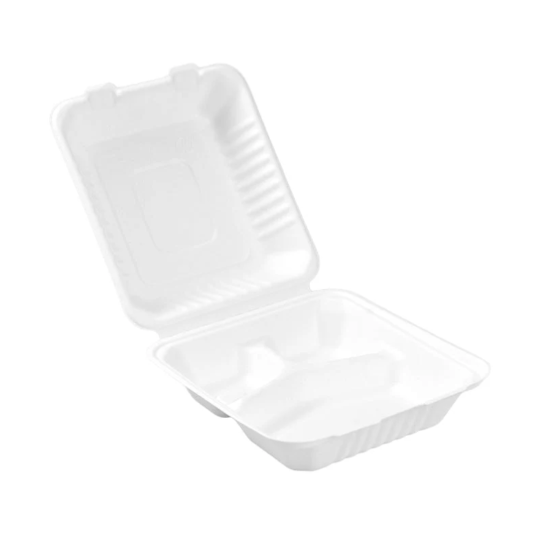 PakMax 8" Sugarcane Clamshell 3-Compartment CS-883 - Whisk Hospitality - CS-883