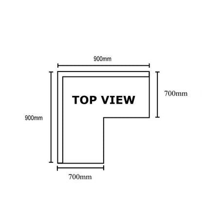 0900-7-WBCB - Economic  Corner Workbench,100mm Splashback & Undershelf 900x900x900mm
