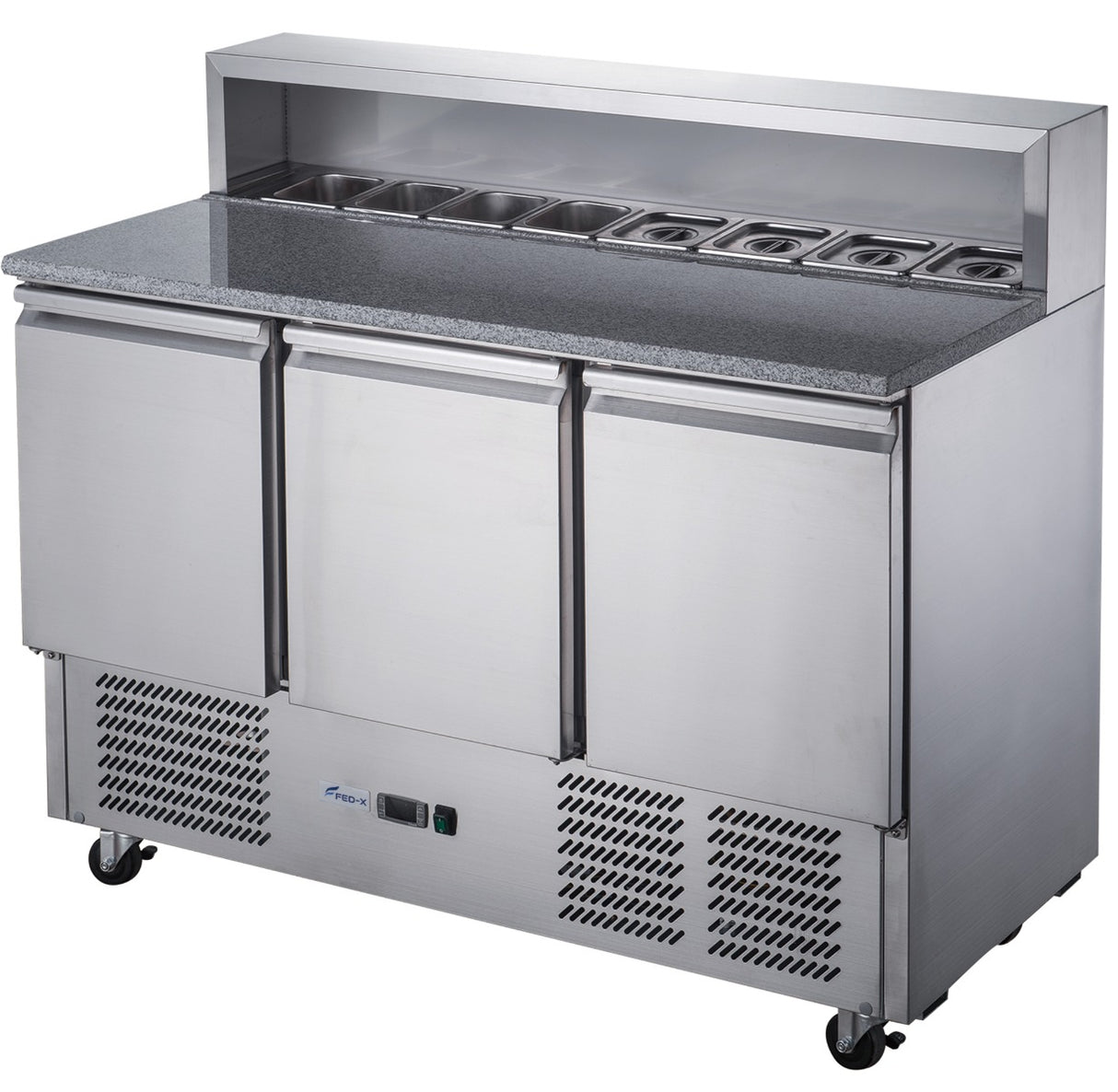 FED-X Three Door Salad Prep Fridge with Marble Top - XGNS1300E