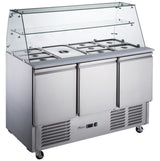 FED-X Three Door Salad Prep Fridge with Glass Top - XS903GC