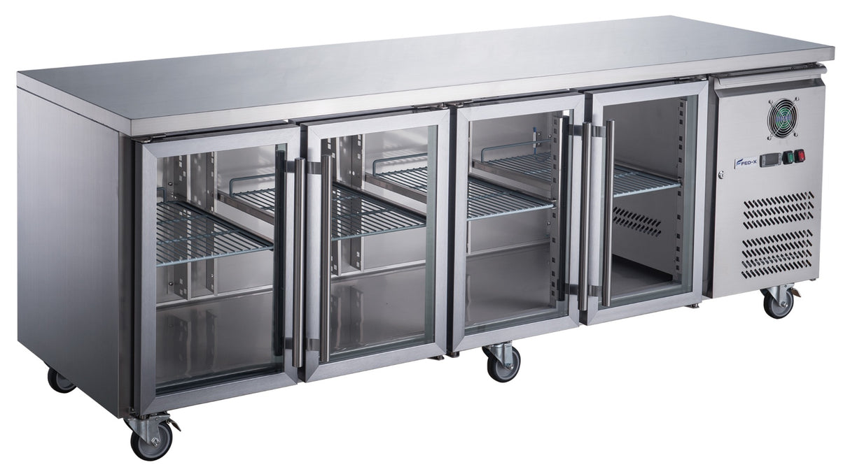 FED-X Four Glass Door Bench Fridge  - XUB7C22G4V