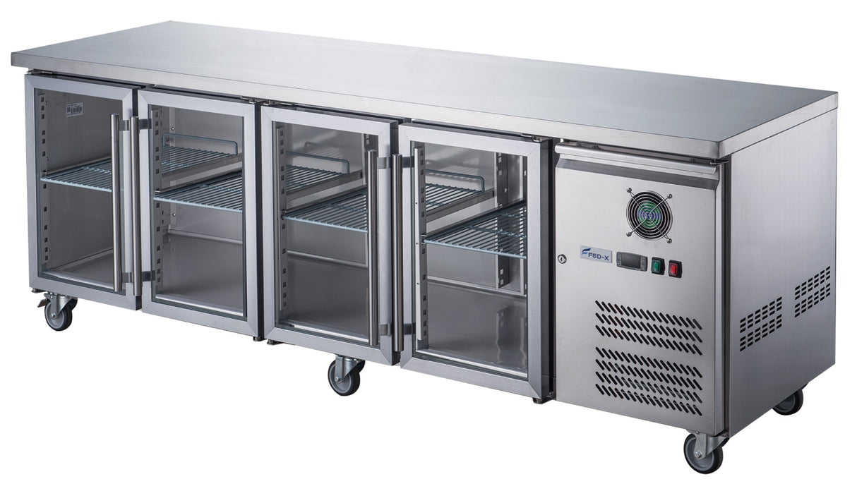 FED-X Four Glass Door Bench Fridge  - XUB7C22G4V