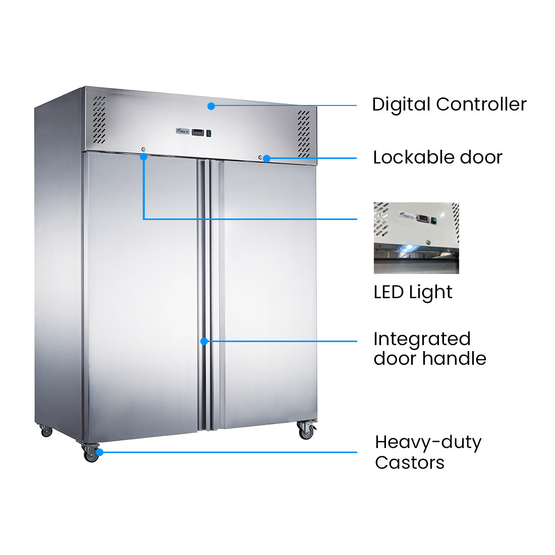 FED-X S/S Two Full Door Upright Freezer XURF1200SFV