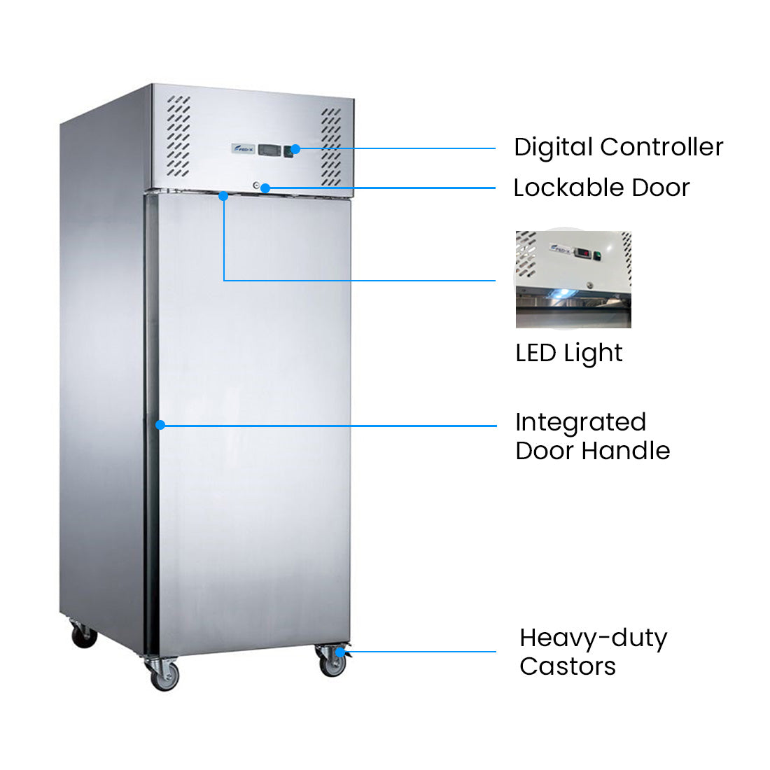 FED-X S/S Single Full Door Upright Fridge - XURC400SFV