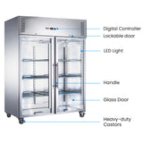 FED-X S/S Two Full Glass Door Upright Freezer - XURF1410G2V