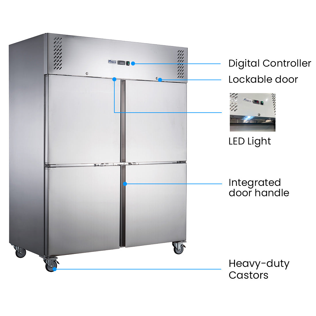 FED-X S/S Four Door Upright Fridge - XURC1410S2V