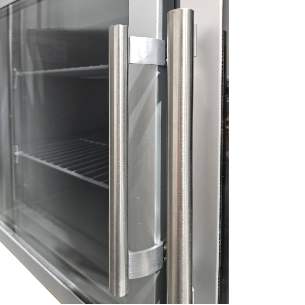 Three Door Commercial Glass Door Worktop / Under Bench Display Fridge 800mm Depth