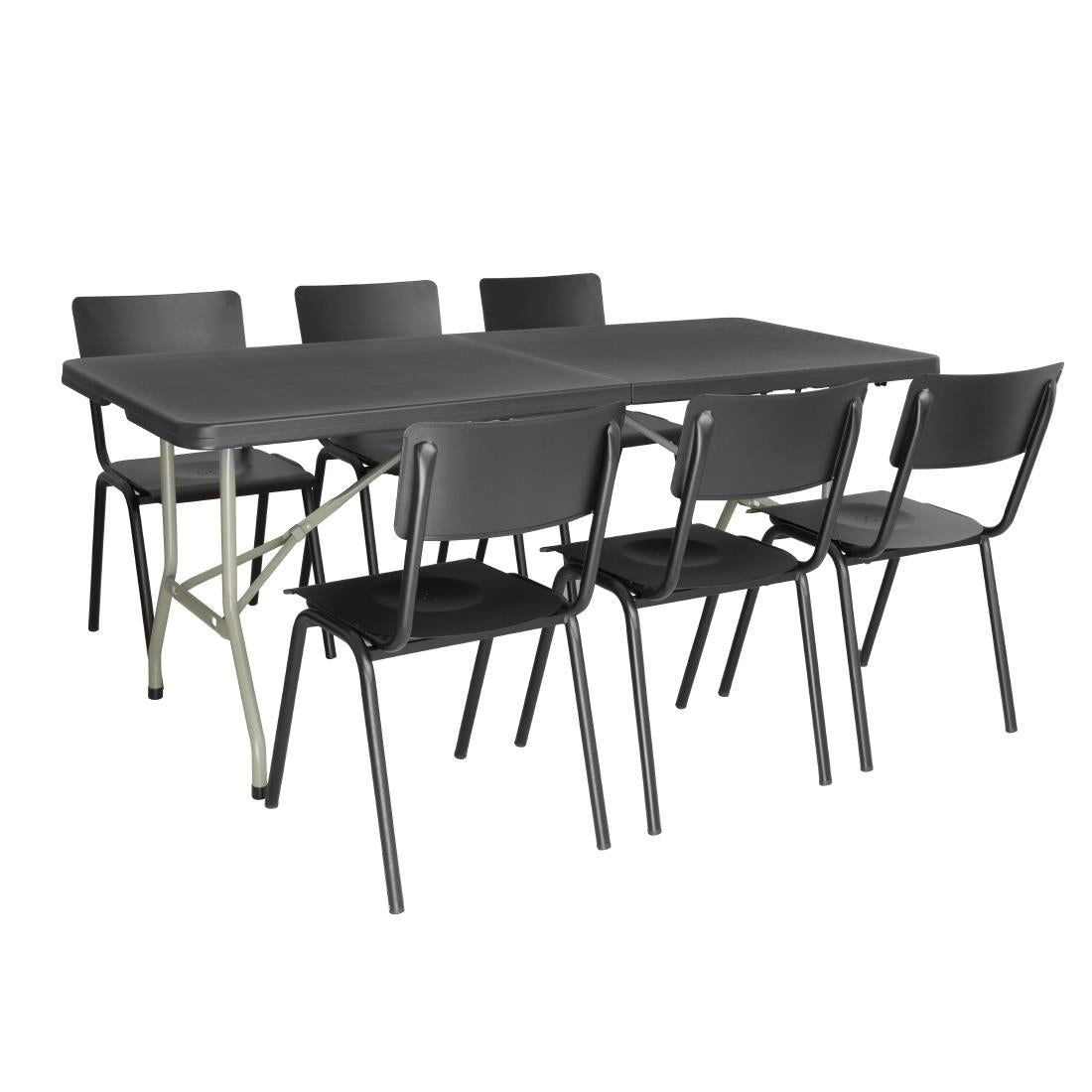 EDLP - Bolero Centre Folding Black Table - 6ft Long