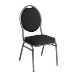 Bolero Steel Banqueting Chair Oval Back with Black Plain Cloth (Pack 4)