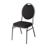 Bolero Steel Banqueting Chair Oval Back with Black Plain Cloth (Pack 4)