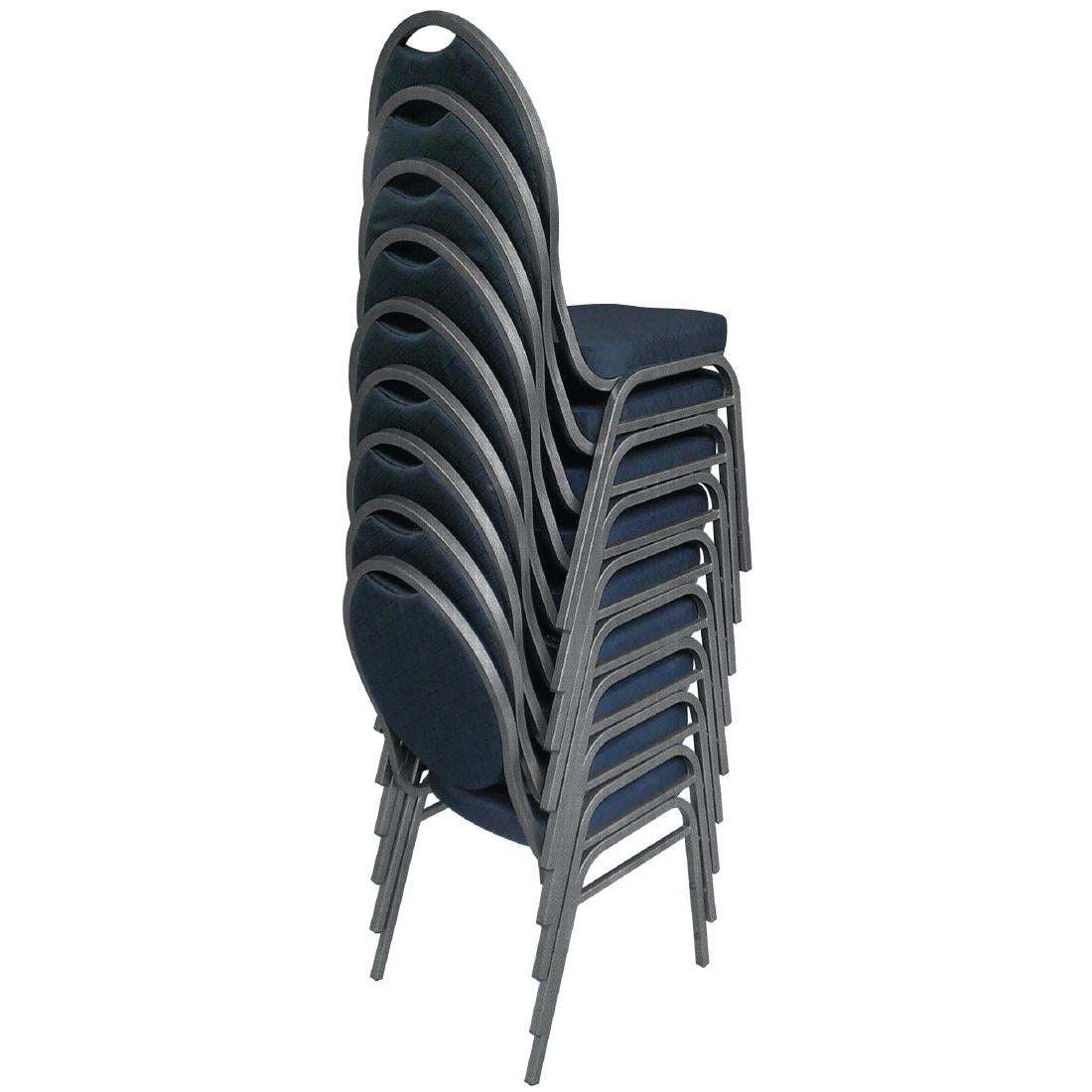 Bolero Steel Banqueting Chair Oval Back with Black Plain Cloth (Pack 4)