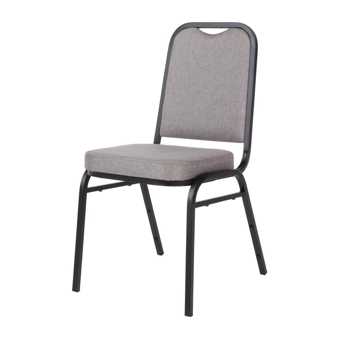 Bolero Steel Banqueting Chair Square Back with Grey Plain Cloth (Pack 4)