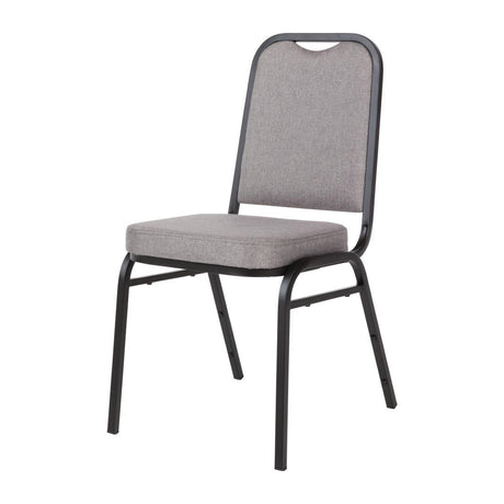 Bolero Steel Banqueting Chair Square Back with Grey Plain Cloth (Pack 4)