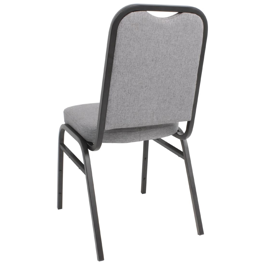 Bolero Steel Banqueting Chair Square Back with Grey Plain Cloth (Pack 4)