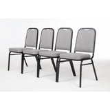 Bolero Steel Banqueting Chair Square Back with Grey Plain Cloth (Pack 4)