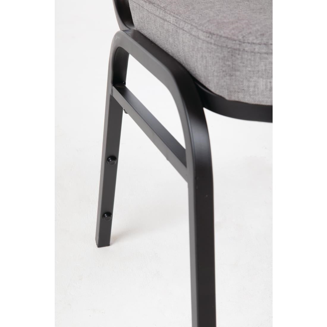 Bolero Steel Banqueting Chair Square Back with Grey Plain Cloth (Pack 4)