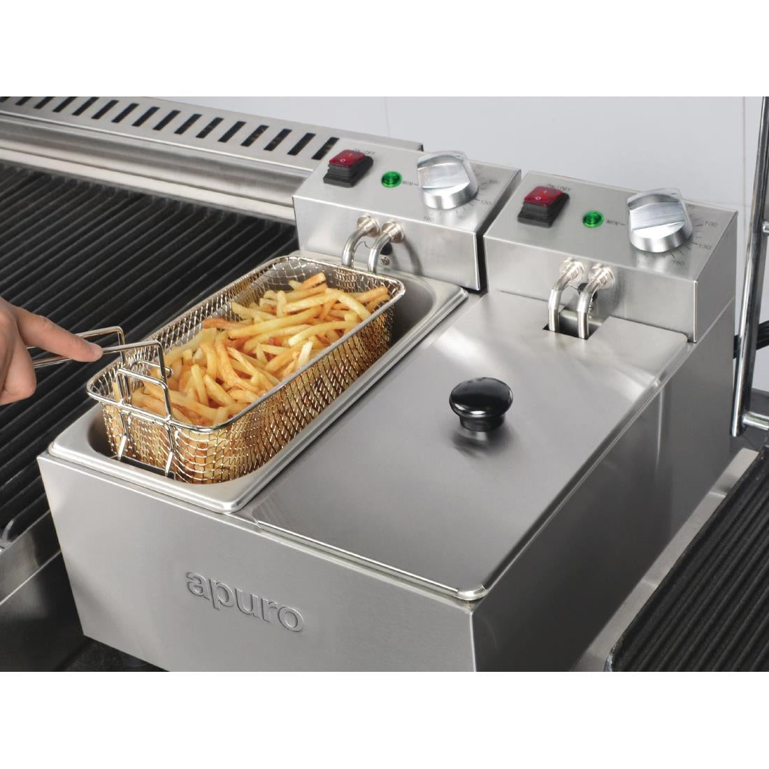 Apuro Double Counter Top Electric Fryer - 3Ltr