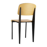 Bolero Wooden Dining Chair with Black Steel Frame (Pack 4)