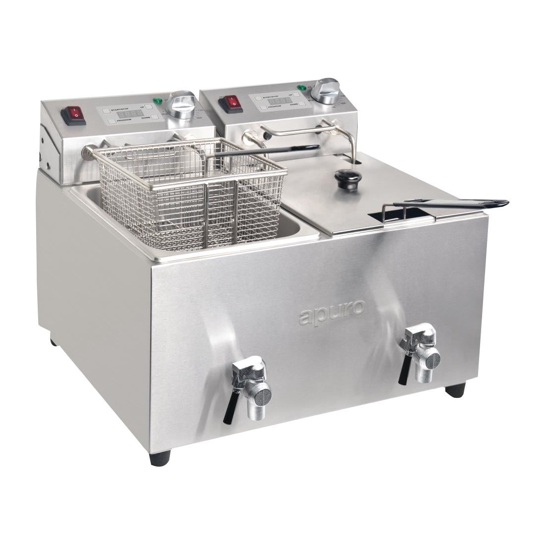 Apuro Double Fryer - 2x8Ltr 2.9kW with Timer