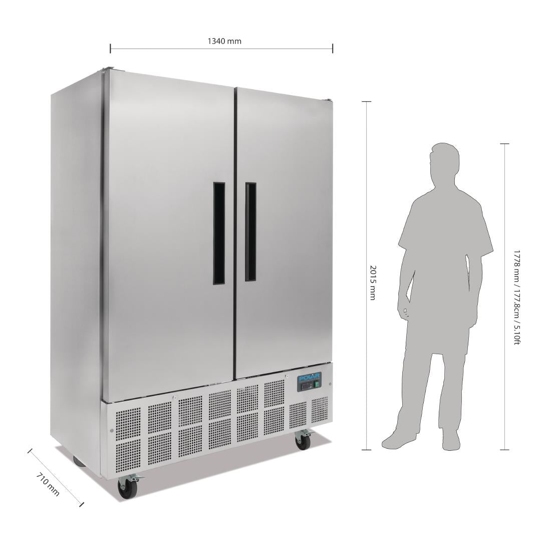 Polar G-Series Double Door Slimline Fridge - 960Ltr