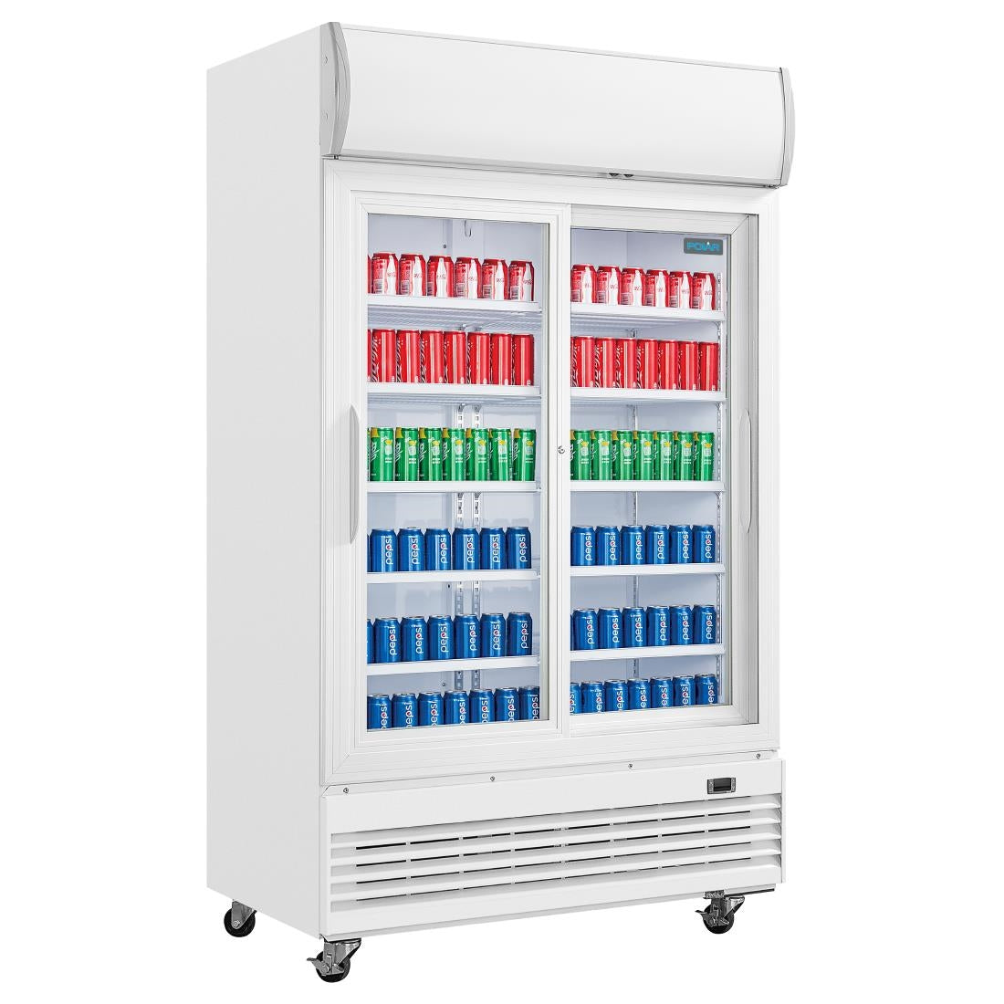 Polar G-Series Upright Display Cooler with Light Box Sliding Door - 950Ltr