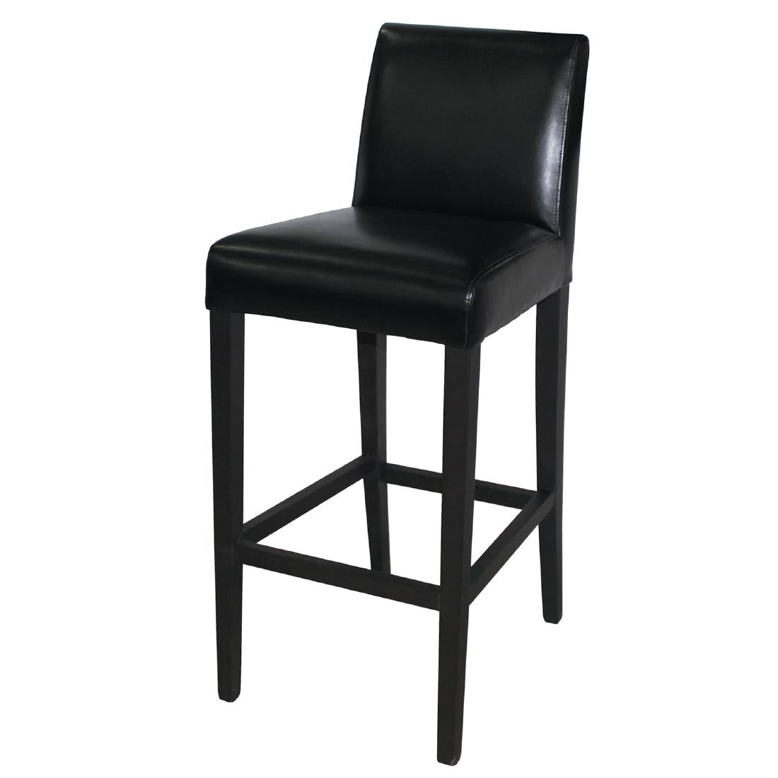 Bolero Black Faux Leather High Bar Stool with Full Back