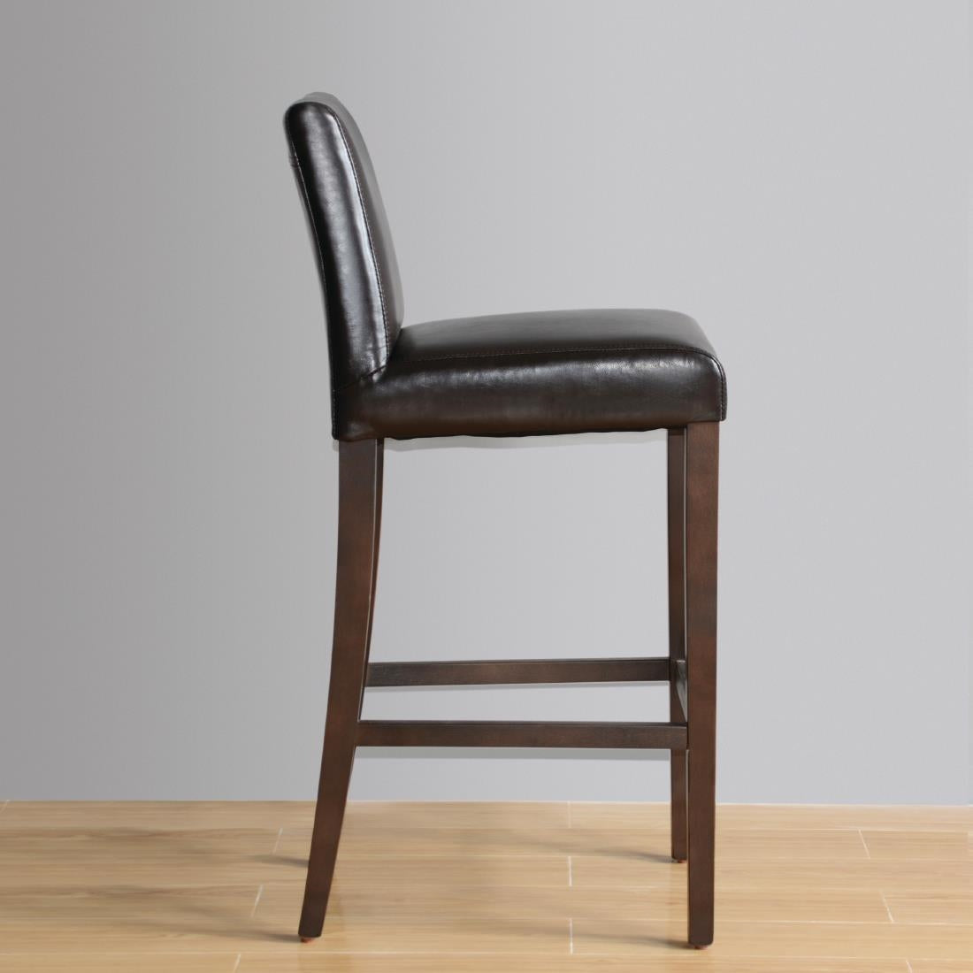 Bolero Black Faux Leather High Bar Stool with Full Back