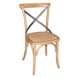 Bolero Wooden Dining Chair with Metal Cross Backrest (Box 2) Natural Finish