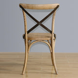 Bolero Wooden Dining Chair with Metal Cross Backrest (Box 2) Natural Finish