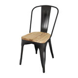 Bolero Black Steel Dining Sidechair with Wooden Seatpad (Pack 4)