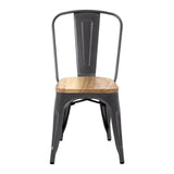 Bolero Gun Metal Grey Steel Dining Sidechair with Wooden Seatpad (Pack 4)