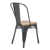 Bolero Gun Metal Grey Steel Dining Sidechair with Wooden Seatpad (Pack 4)