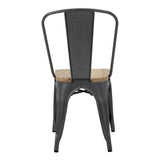 Bolero Gun Metal Grey Steel Dining Sidechair with Wooden Seatpad (Pack 4)