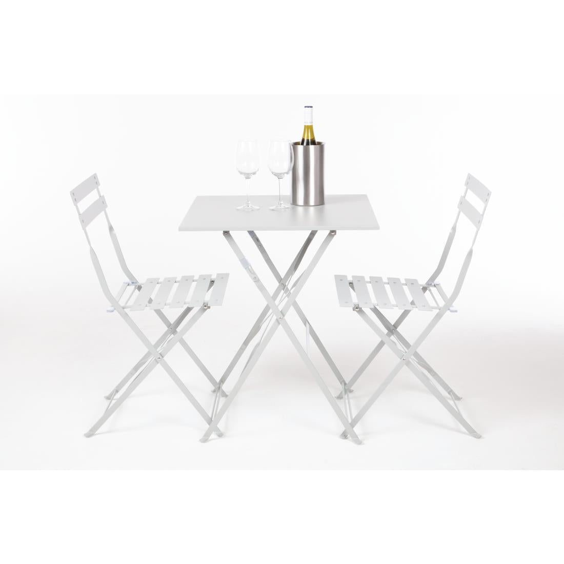 Bolero Grey Pavement Style Steel Folding Chairs (Pack 2)