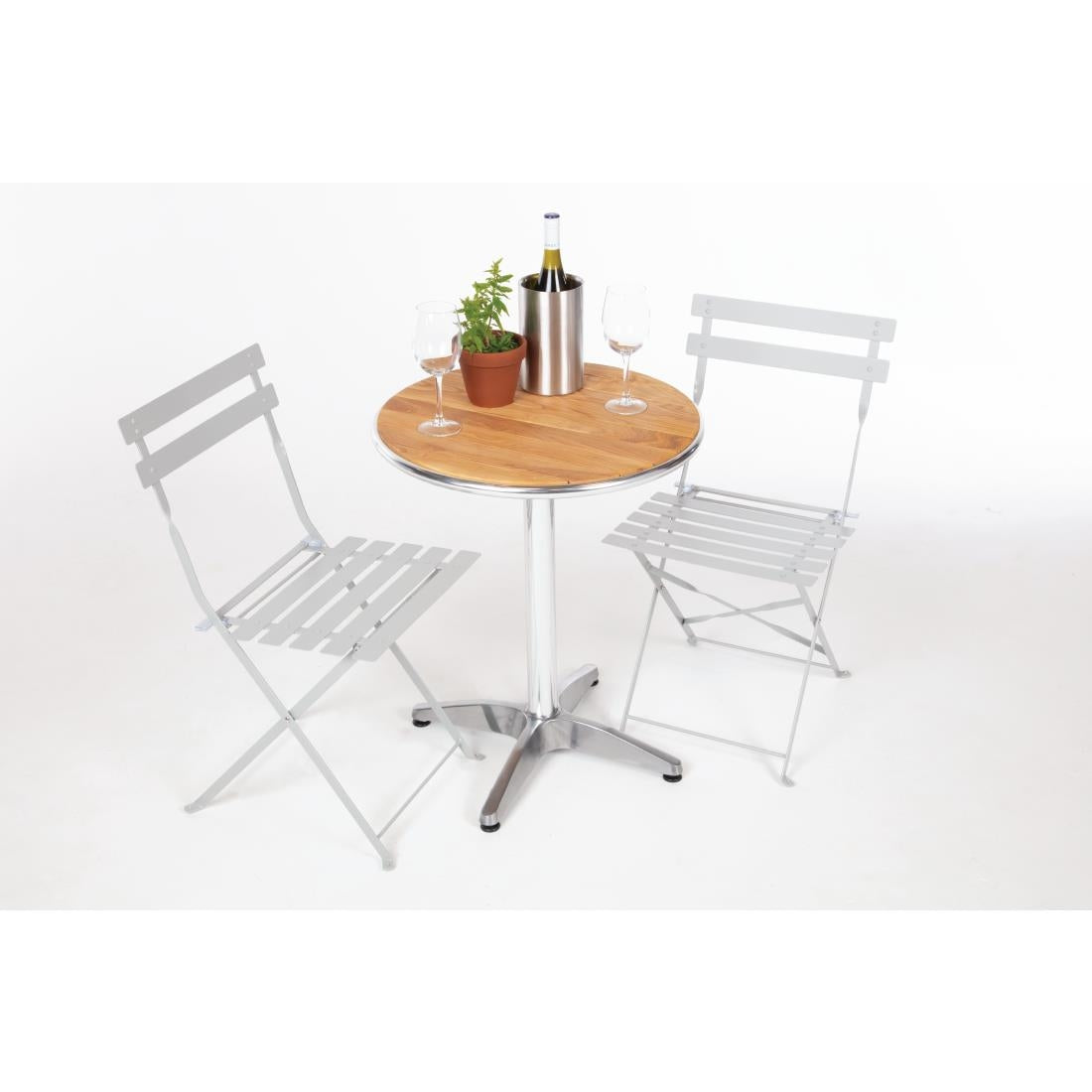 Bolero Grey Pavement Style Steel Folding Chairs (Pack 2)