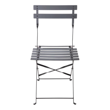 Bolero Black Pavement Style Steel Folding Chairs (Pack 2)