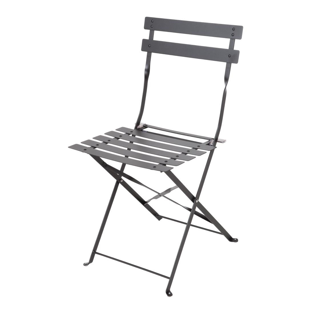 Bolero Black Pavement Style Steel Folding Chairs (Pack 2)