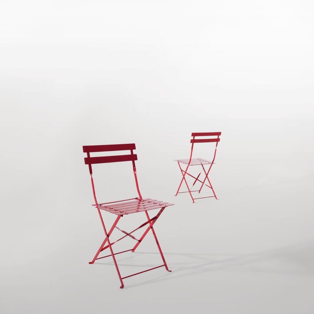 Bolero Red Pavement Style Steel Folding Chairs (Pack 2)